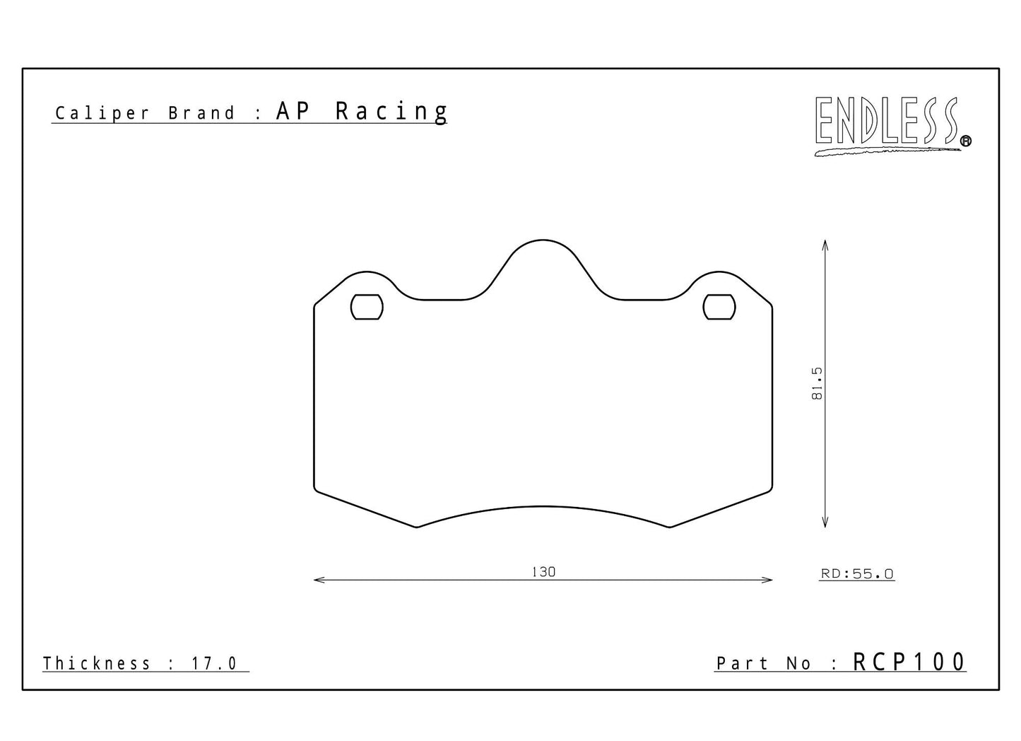 Endless Racing Brake Pads - RCP100