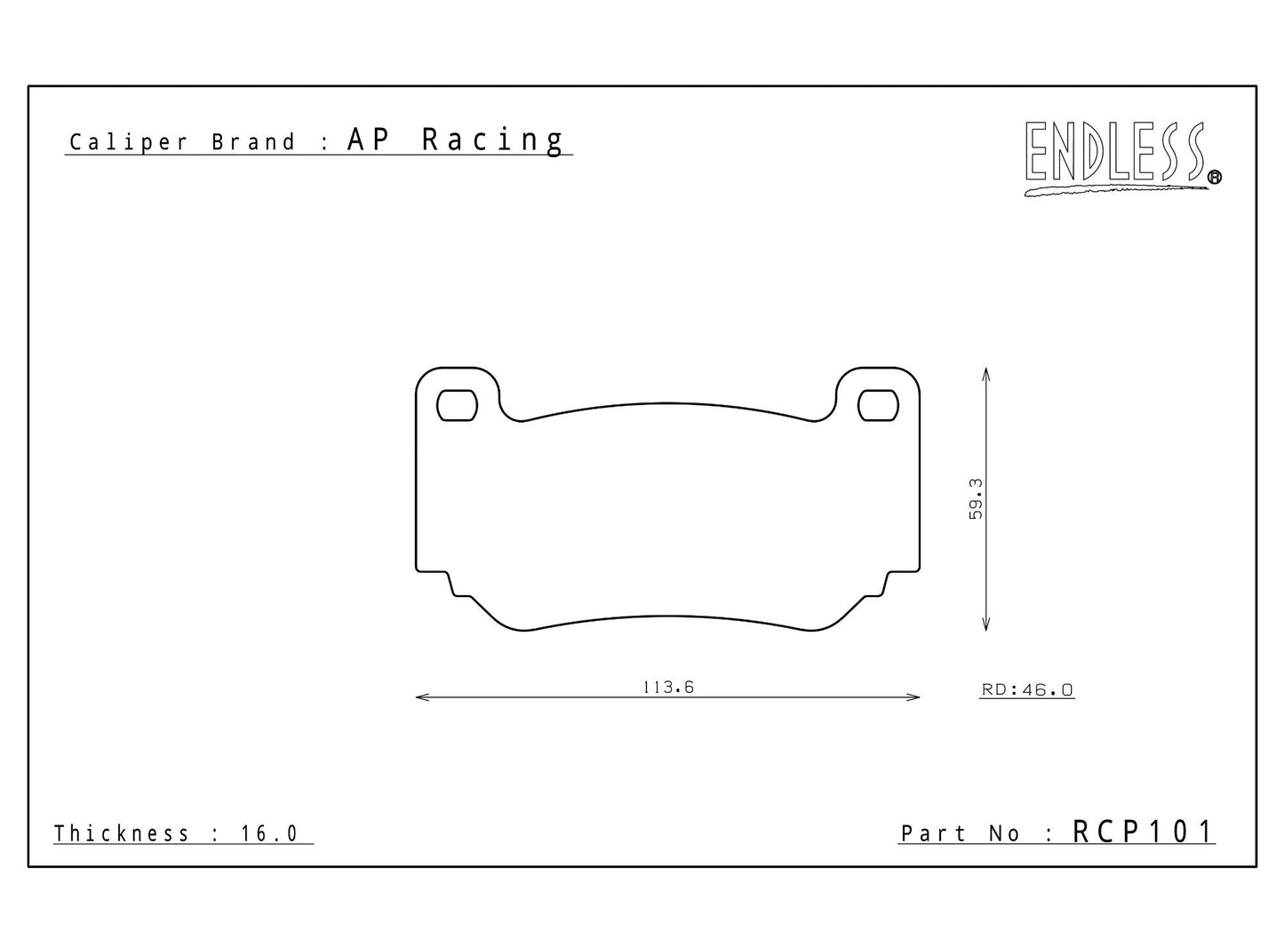 Endless Racing Brake Pads - RCP101